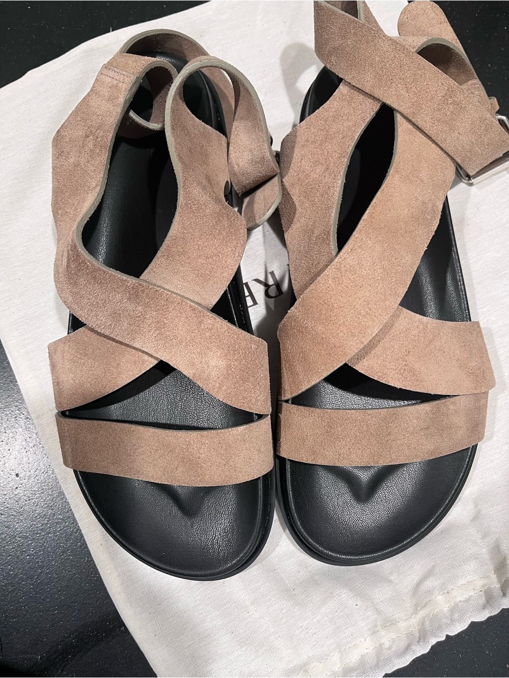 Banana Republic - Size 9, Women's Suede Strappy Sandals in Taupe